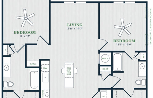 Make Your Escape into Bliss - B1 Two-Bed/Two-Bath Luxury Apartment Floor Plan