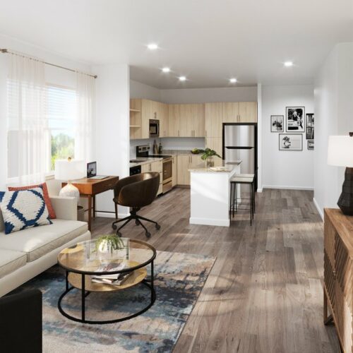 Life Gets Easier at Allora Wallace Park - Hardwood-style flooring throughout living area and bedrooms
