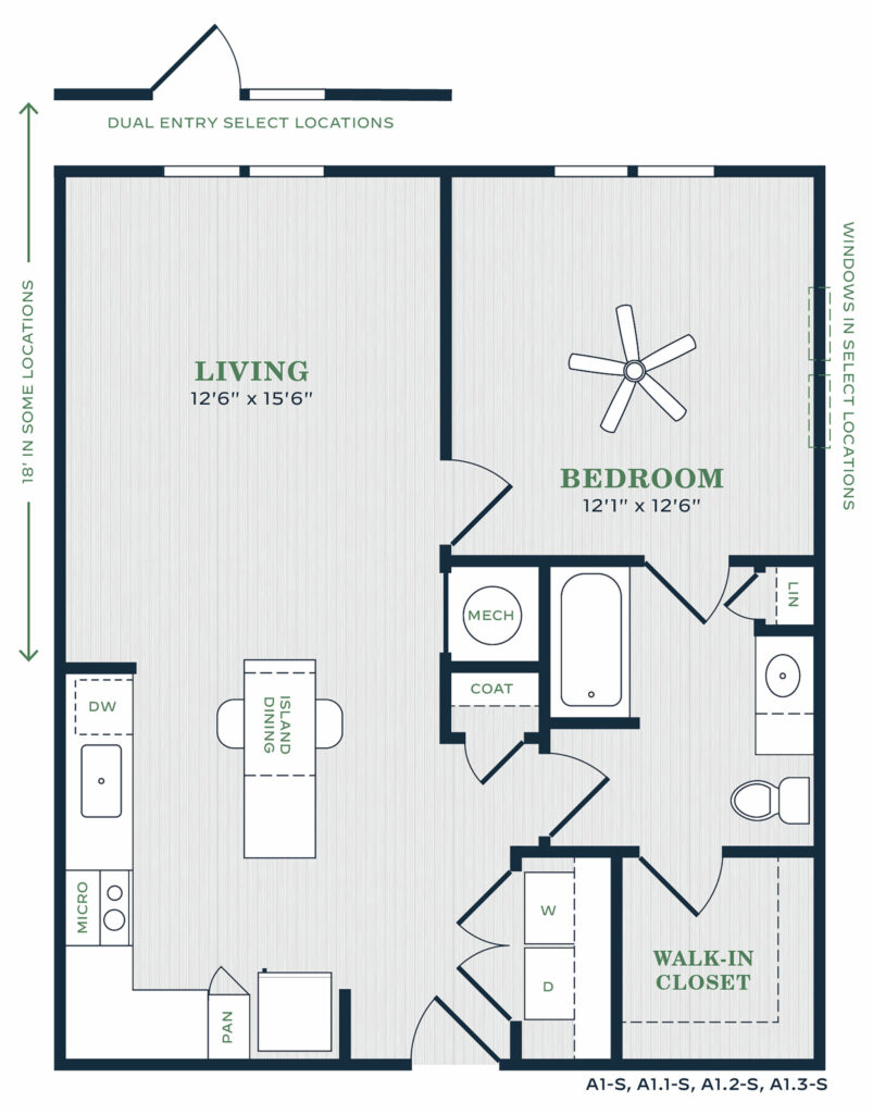 Add Elegance to Your Life - A1-S one-bedroom luxury apartment floor plan
