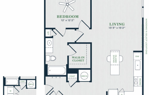 Style and Chic That's Just Right - one-bedroom luxury apartment floor plan